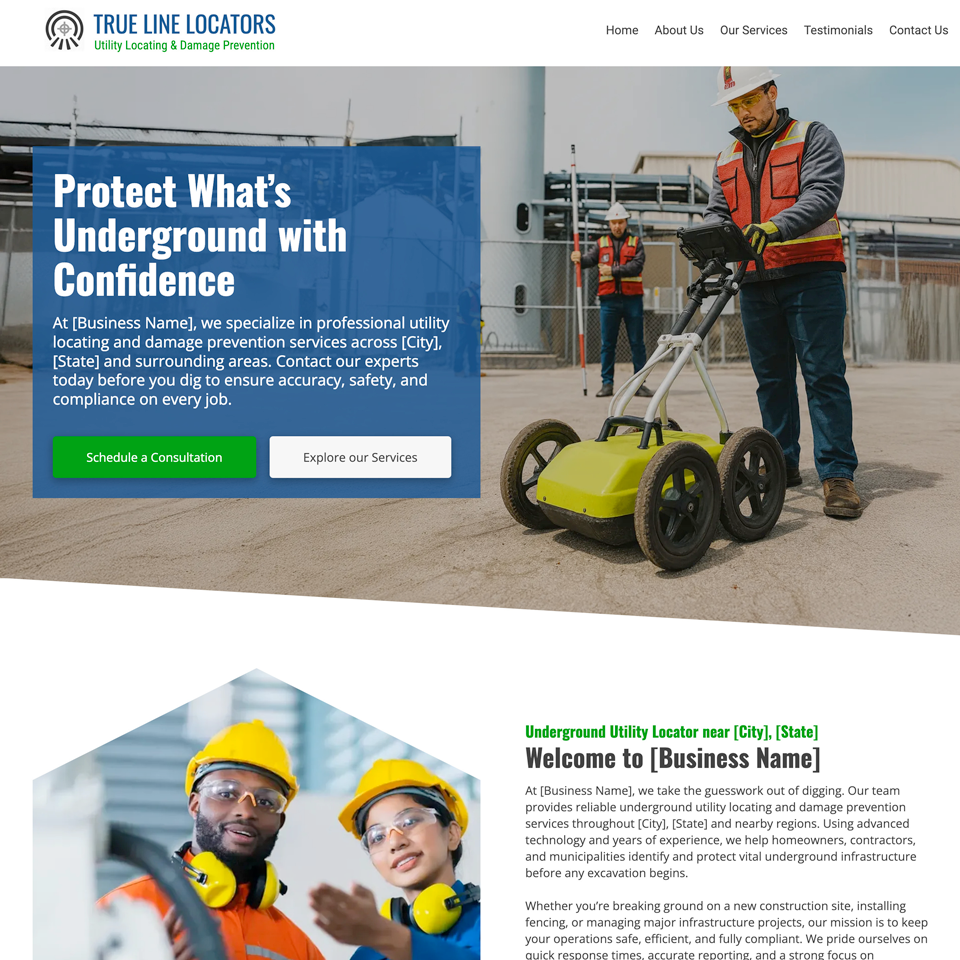 Utility locator website design theme