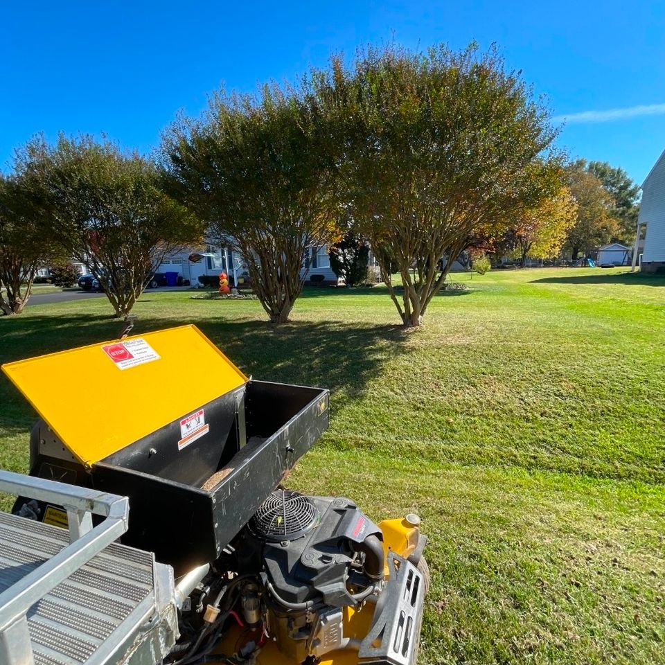 Professional aeration services, done by Get A Mow On LLC of Chesapeake VA