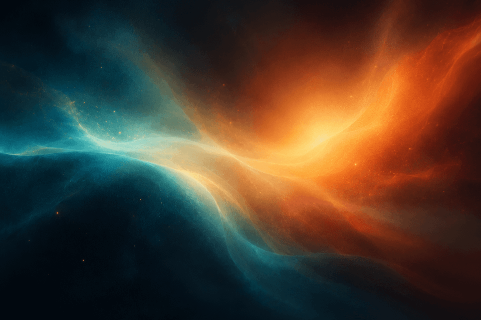 Teal and amber nebula glow