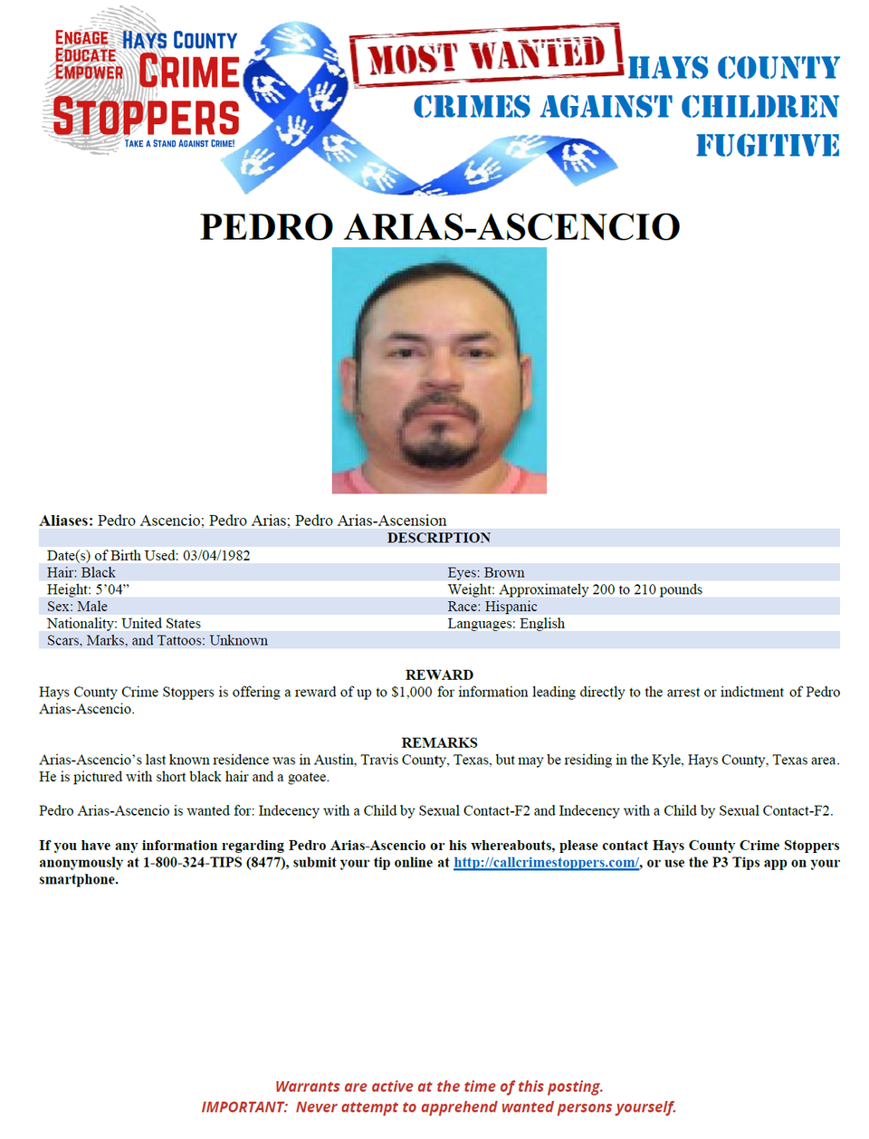 Arias ascencio most wanted poster