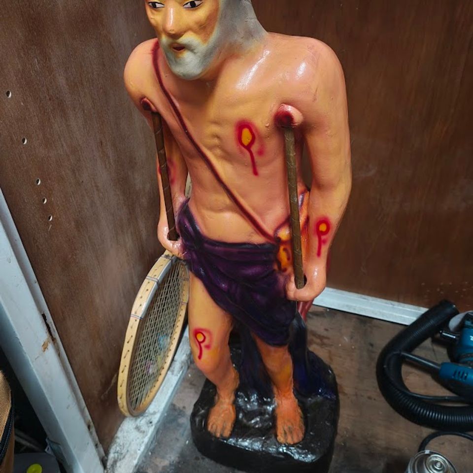 Hurt man on crutches