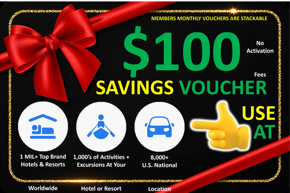  100 hotel   activities   car rental savings voucher veduffe logo
