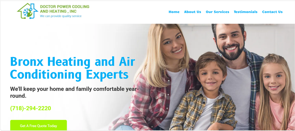 Doctor power cooling   heating installation inc.   ebx website demo screenshot