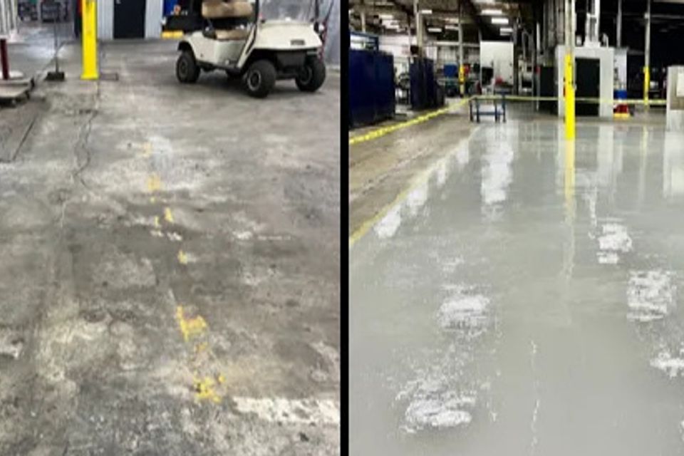What a difference our concrete polishing makes! Before and after.