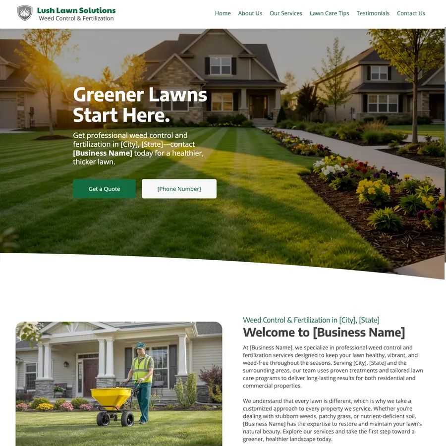 Weed control website design theme original