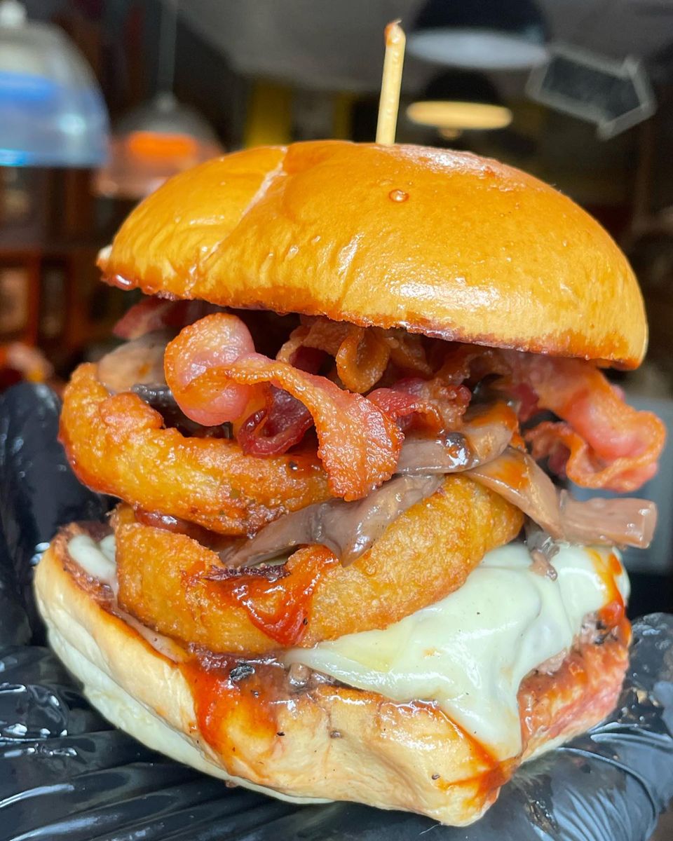 Delicious burger from Inferno The Restaurant in Sound Beach