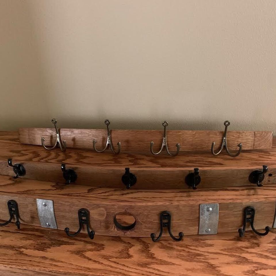 Custom coat hanger from whiskey barrel in idaho