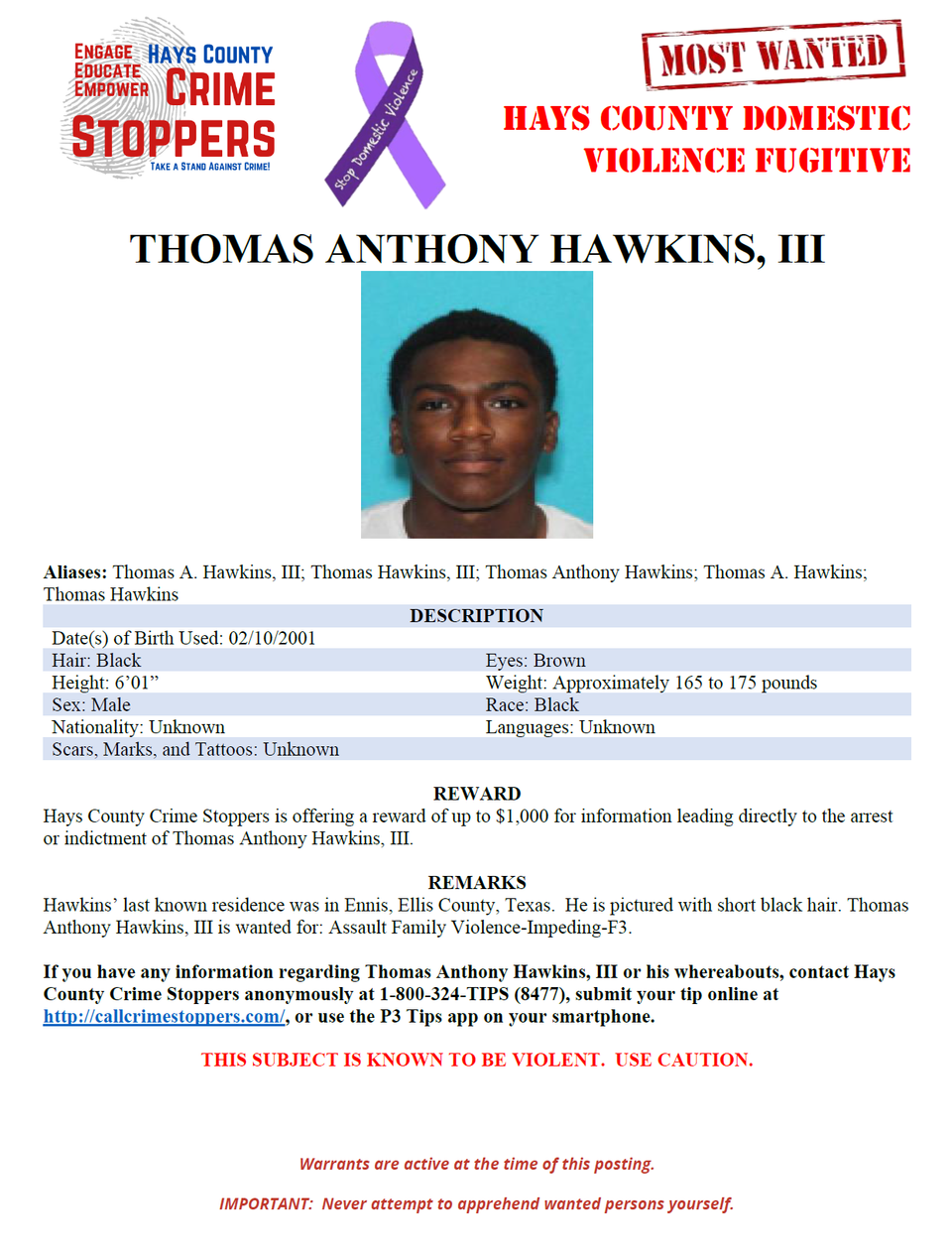 Hawkins most wanted poster