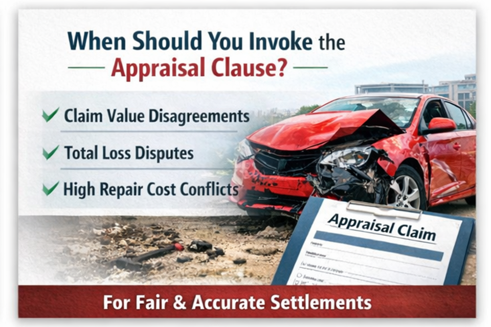 Situations when the auto insurance appraisal clause may apply in Georgia including total loss and repair cost disputes