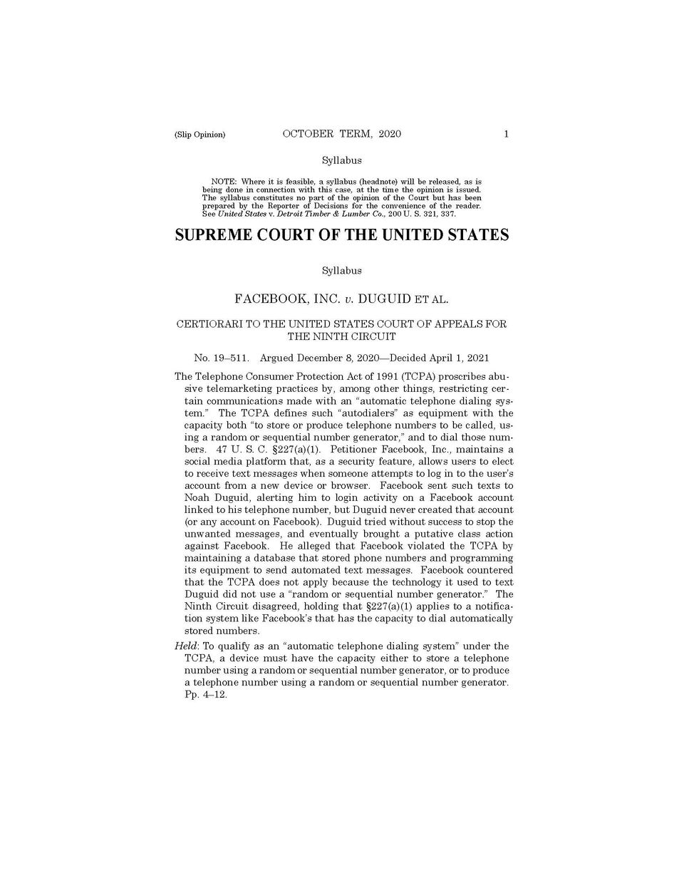 Scotus 2021 ruling on ringless voicemail platform page 01