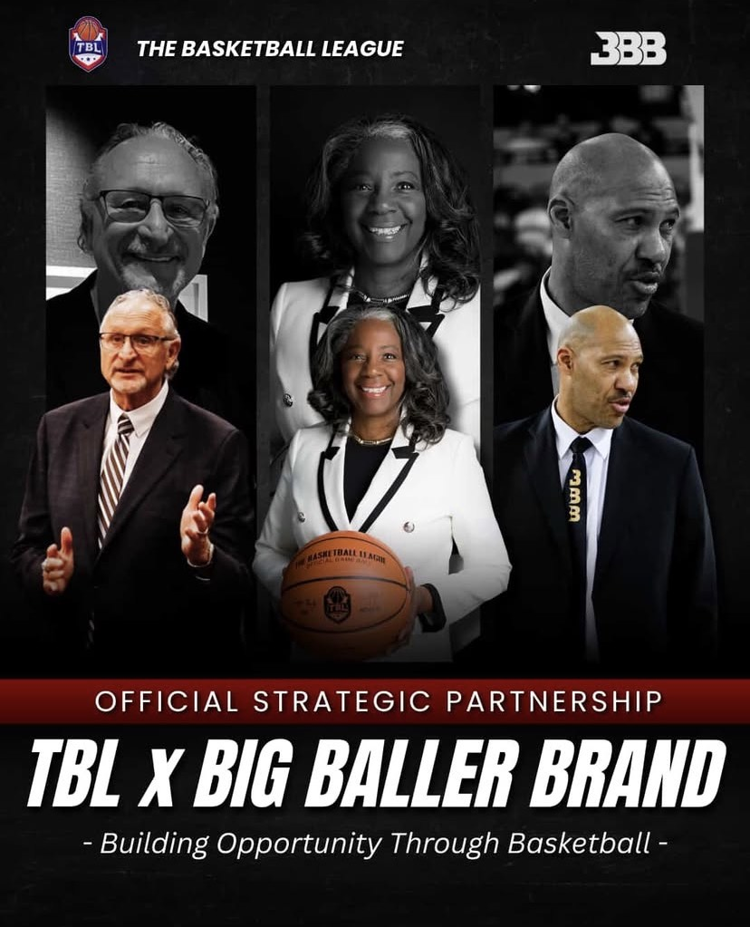 Flyer showing that The Basketball League and The Big Baller Brand are Official Strategic Partners