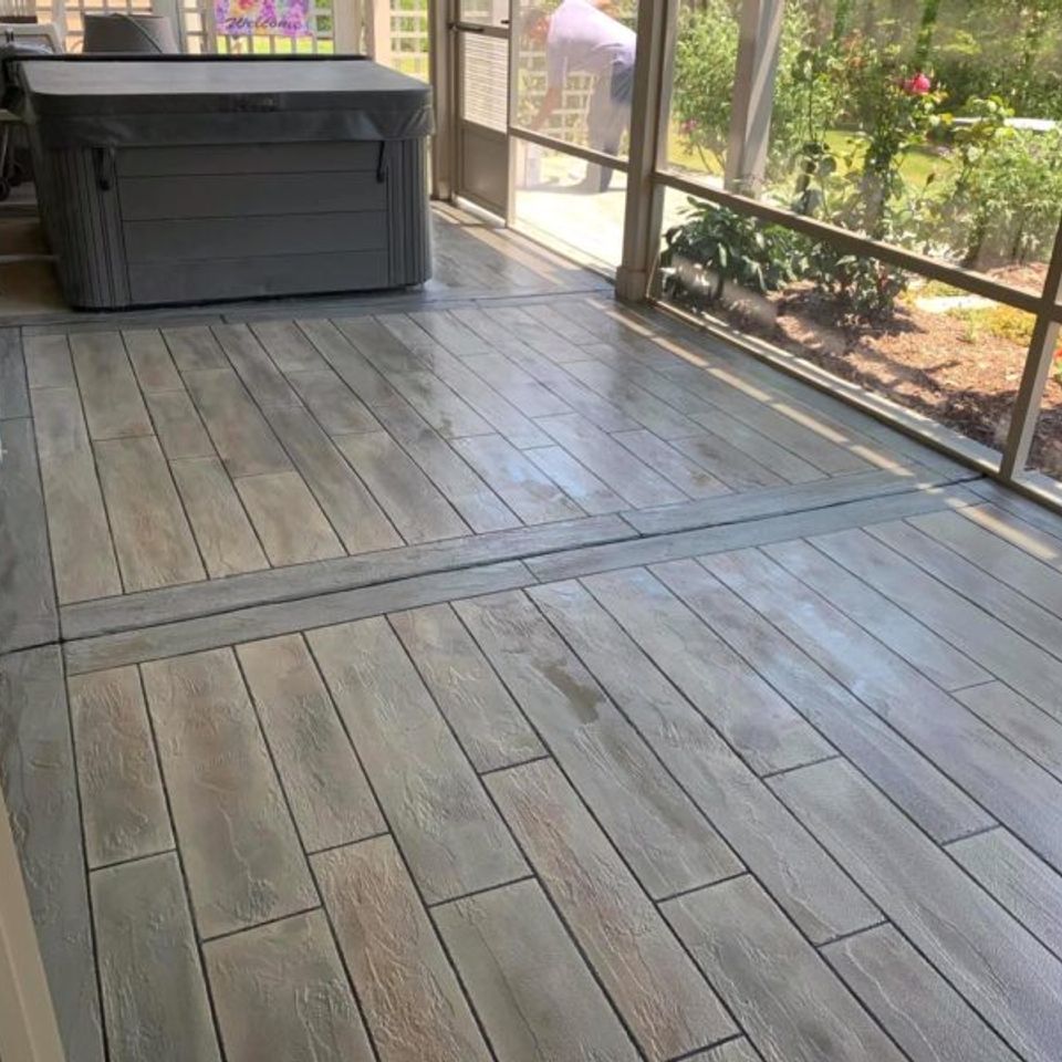 Concrete wood look overlay