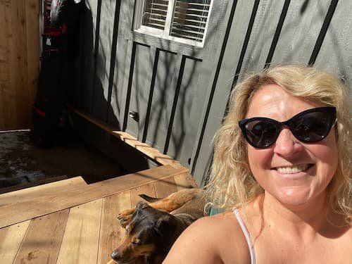 KPCopy and Gunther out in the sun rehabilitating after the broken leg 