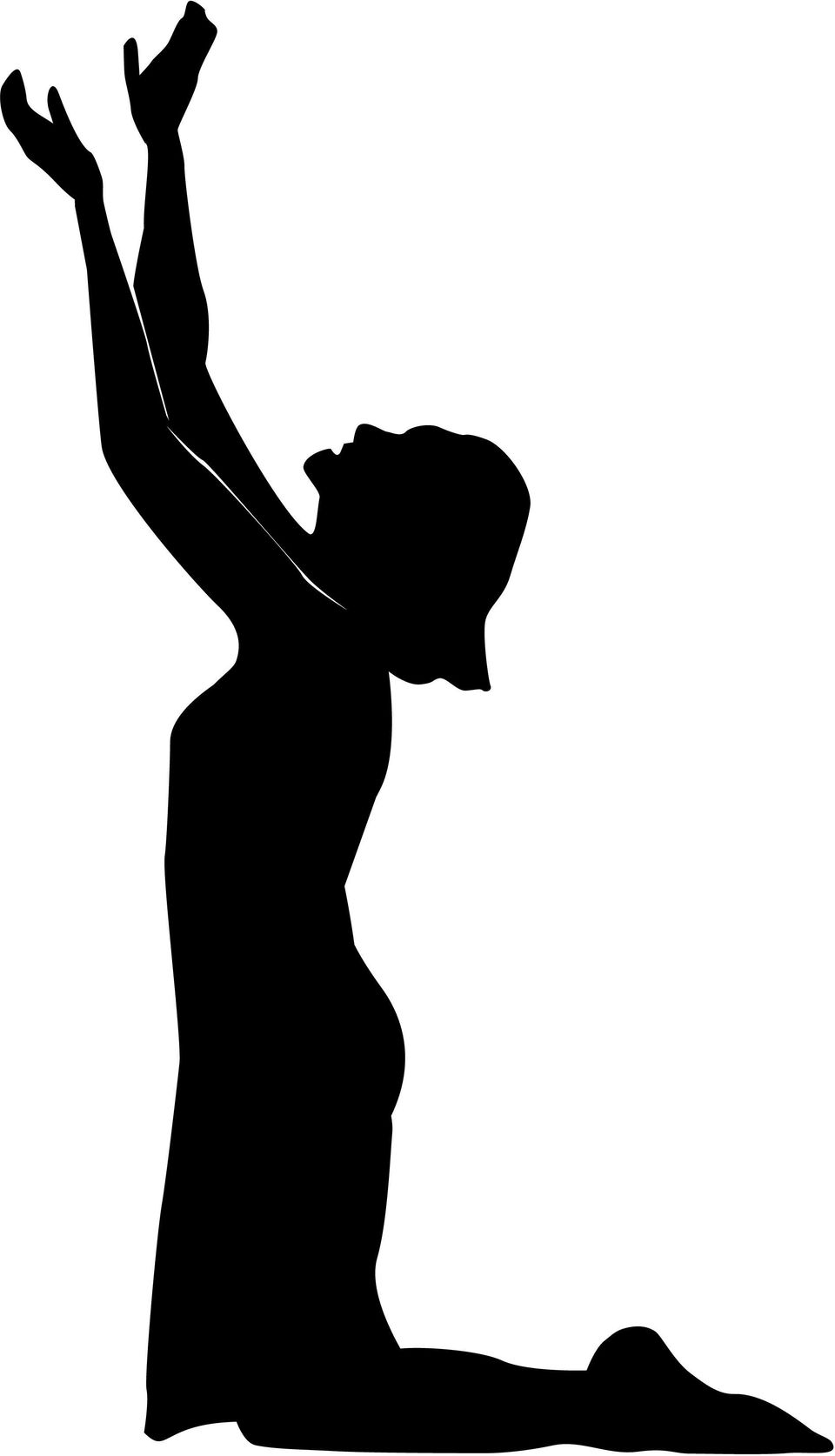 Woman praising facing left