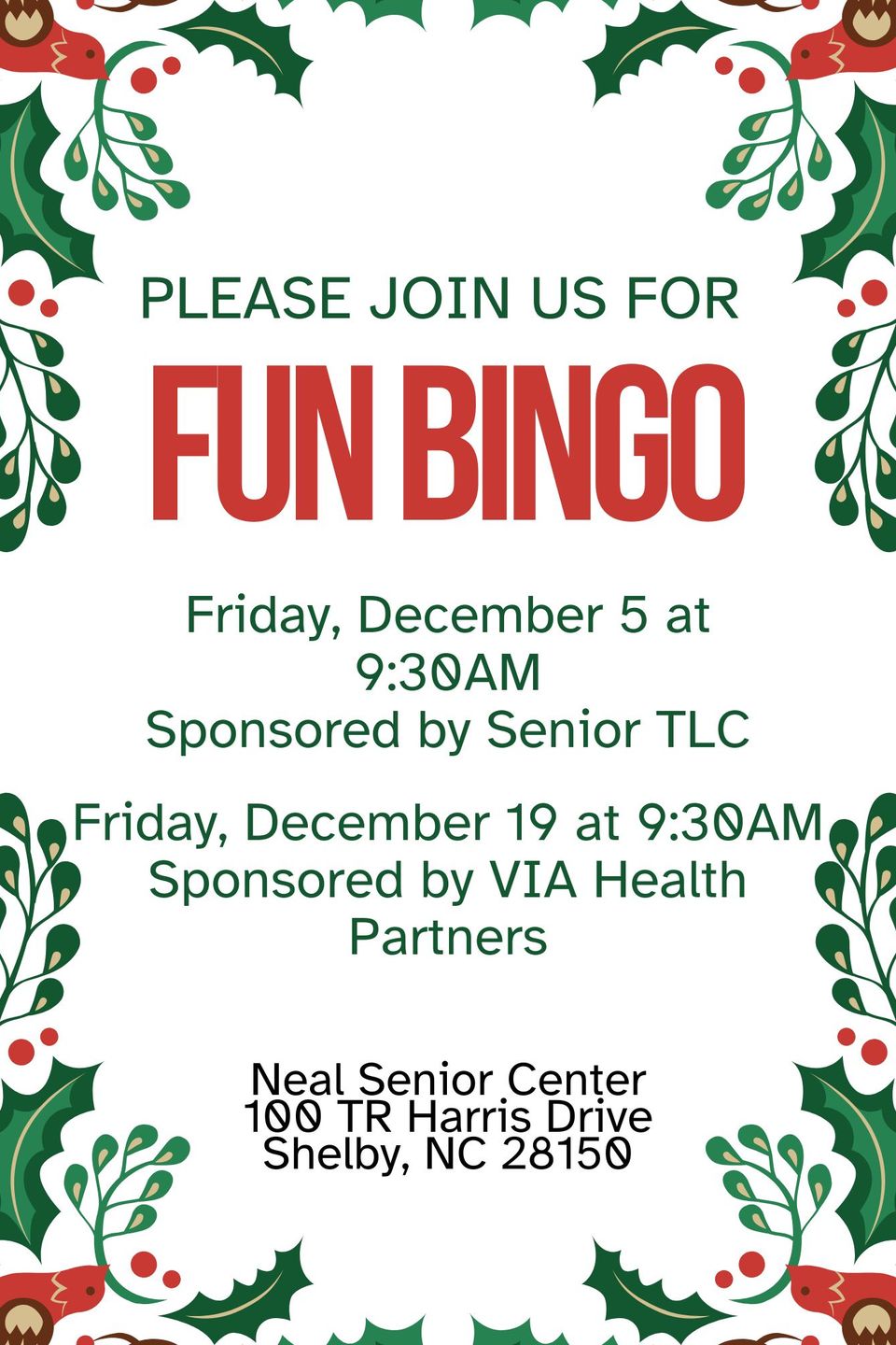 Fun bingo dec 2026