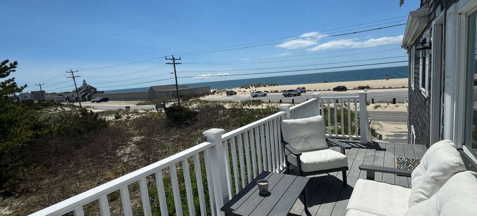 Private Ocean View Motel balcony overlooking Craigville Beach and Nantucket Sound