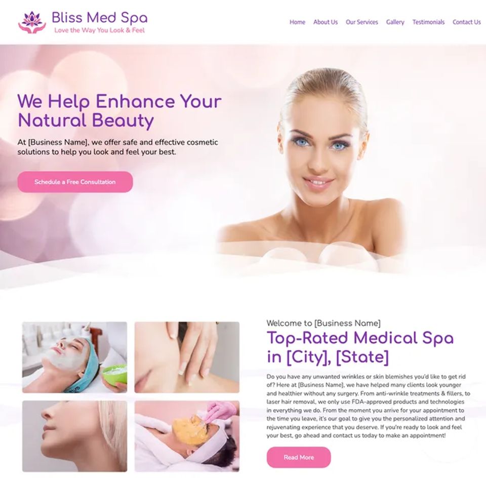 Botox medical spa website design theme original