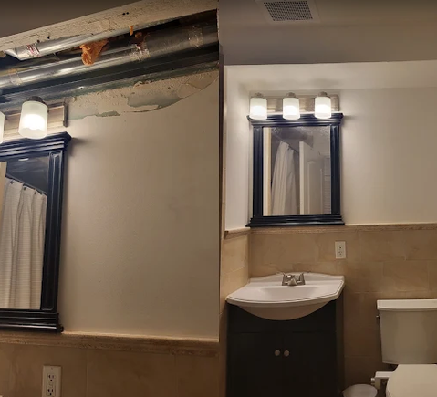 Bathroom drywallrepair beforeandafter