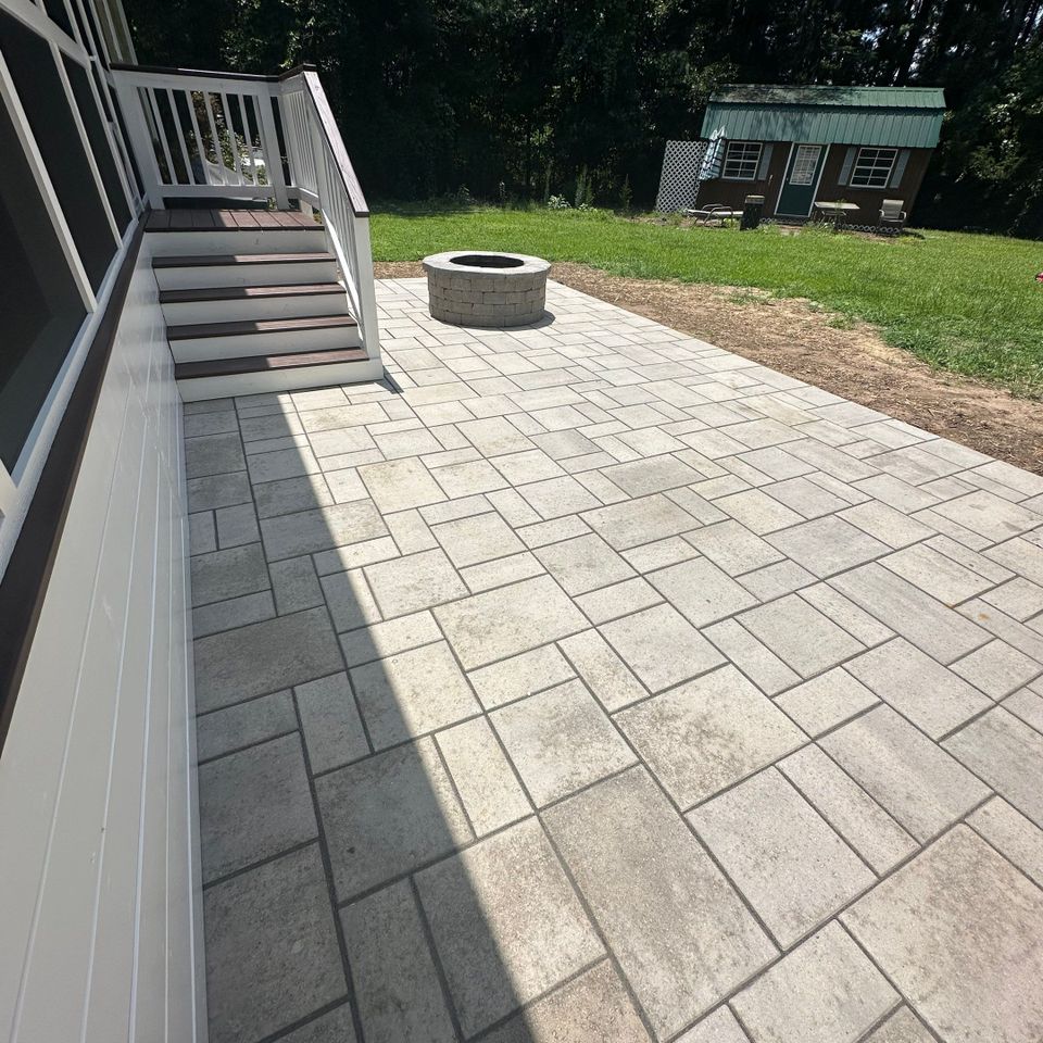 hardscaping pavers and fire pit, ers construction hardscaping services