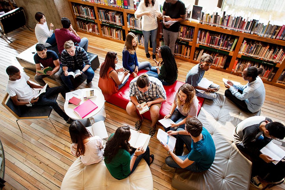 Teens in library