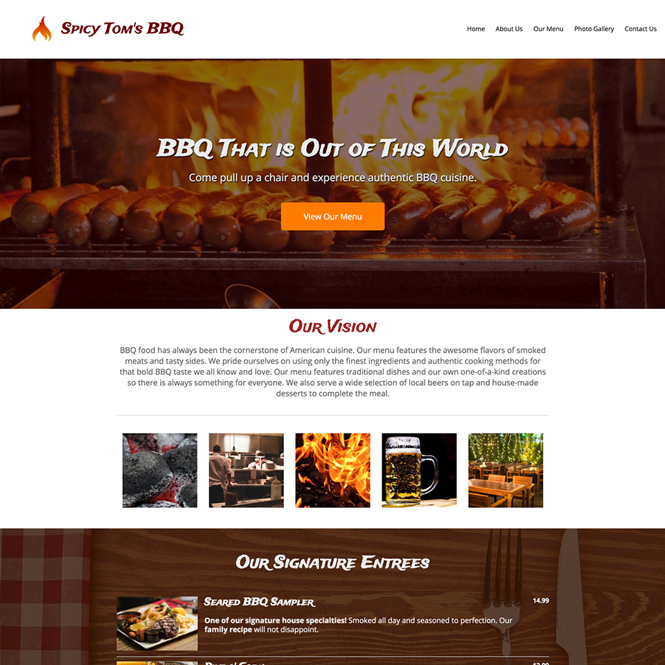 Bbq restaurant website design theme