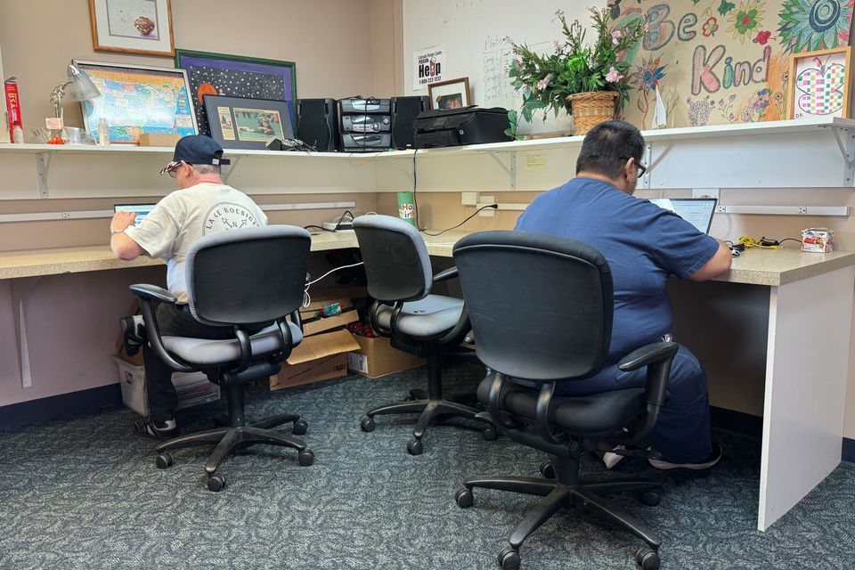 Dennis and paul in computer room