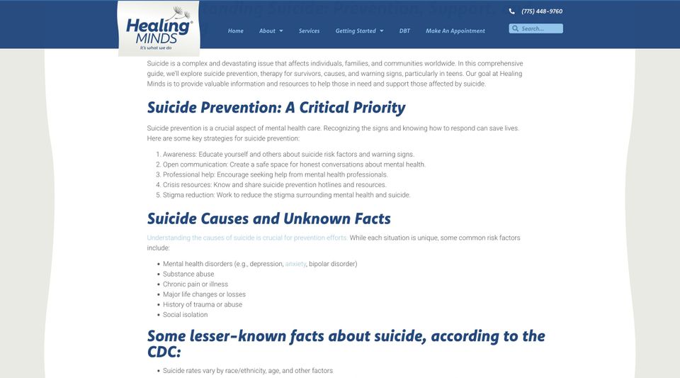 Screenshot of KPCopy's work with StanCan Design & Healing Minds of Reno