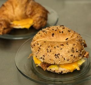bagels, bacon, cheese