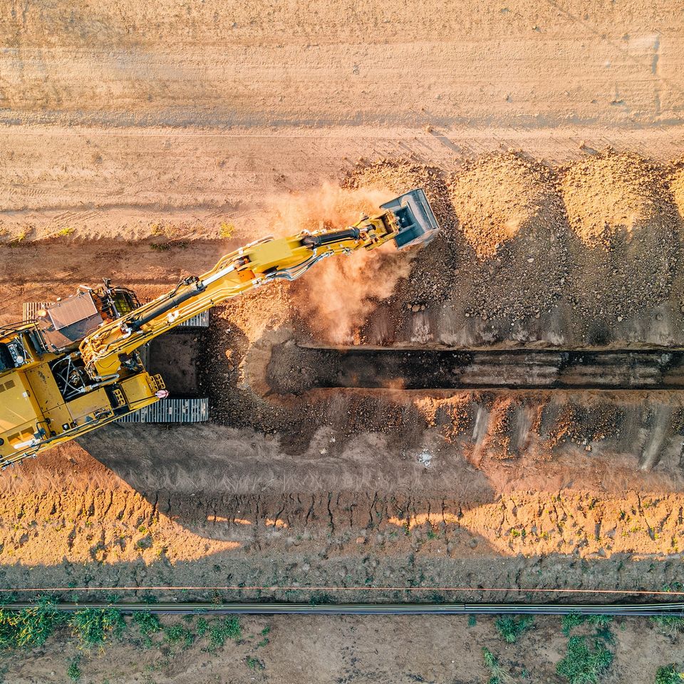 Excavation project trenching drainage