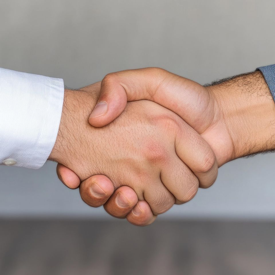 Two hands handshaking