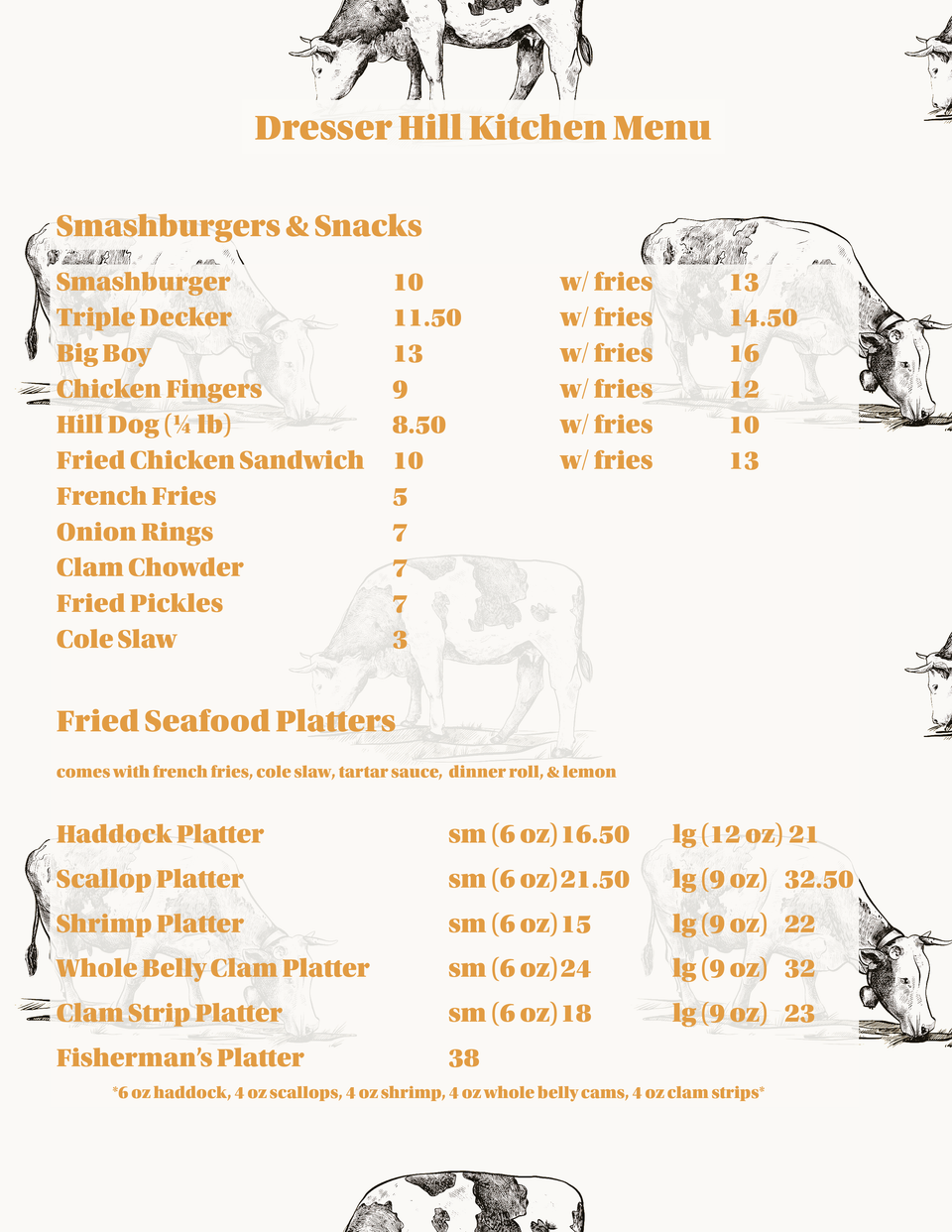 Dresser hill kitchen menu