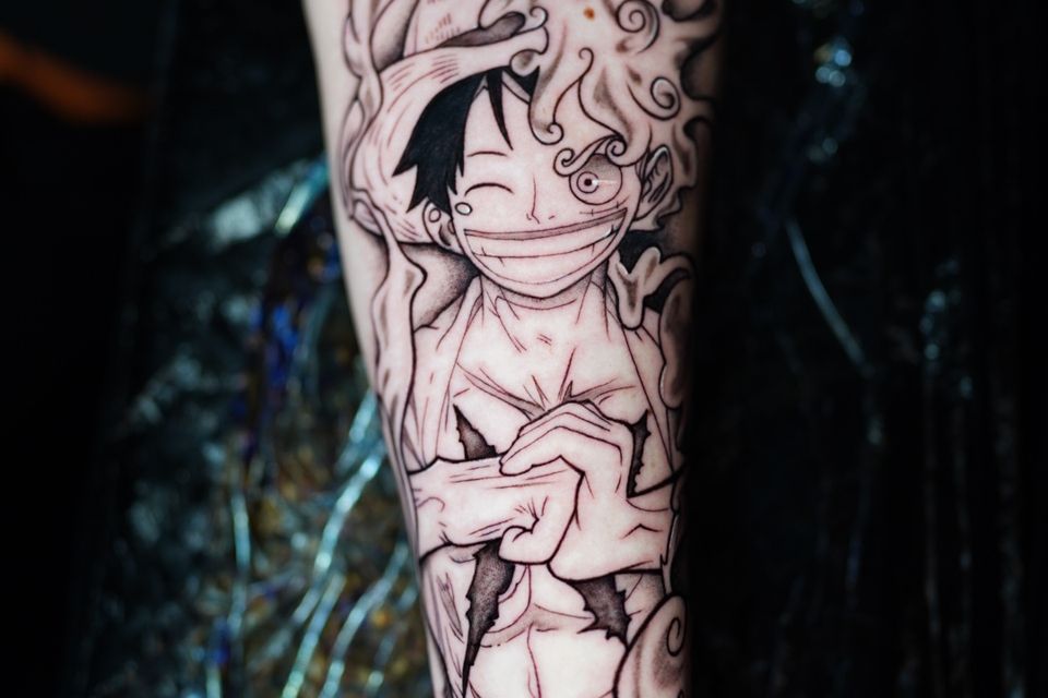 Image of anime very abstract with right fist punching left hand Image is very abstract