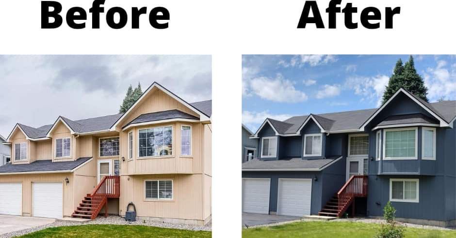 Exterior paint before and after