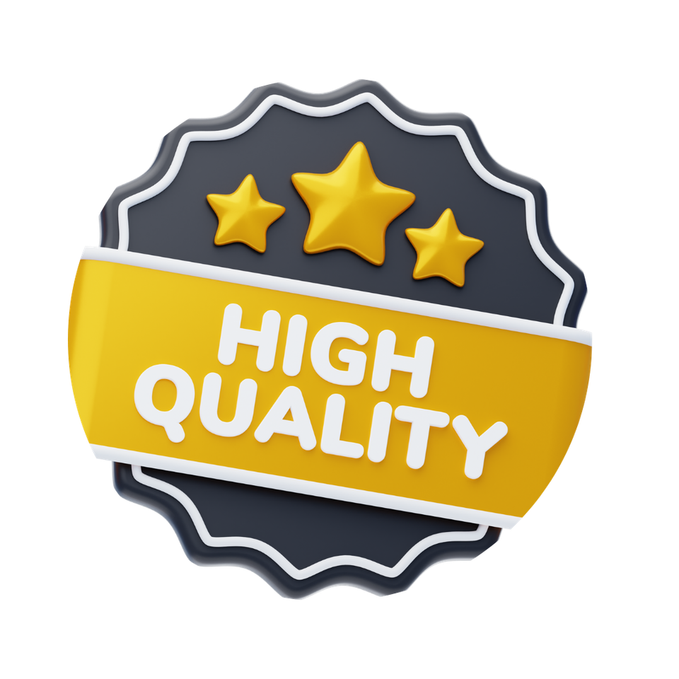 High Quality badge with three gold stars representing quality workmanship and reliable construction services.