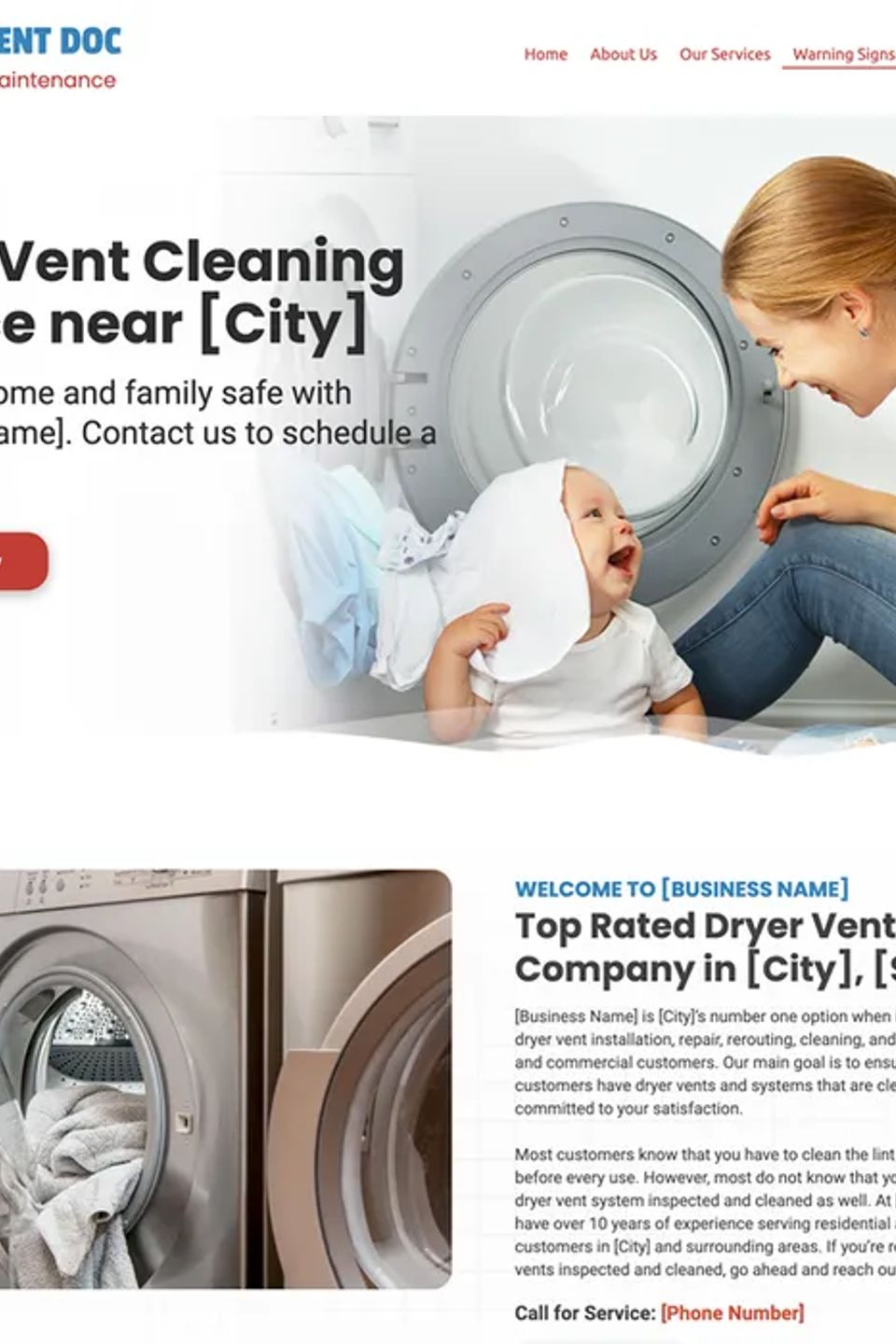Dryer vent cleaning service website design theme original
