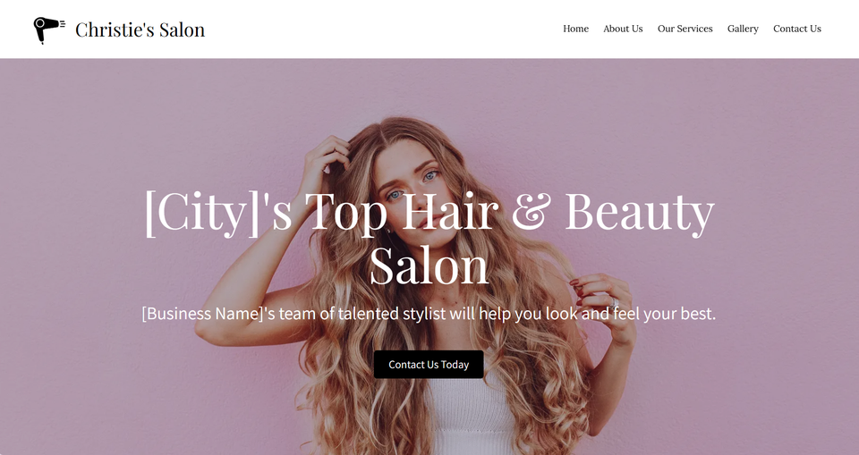 Hair and beauty salon website example