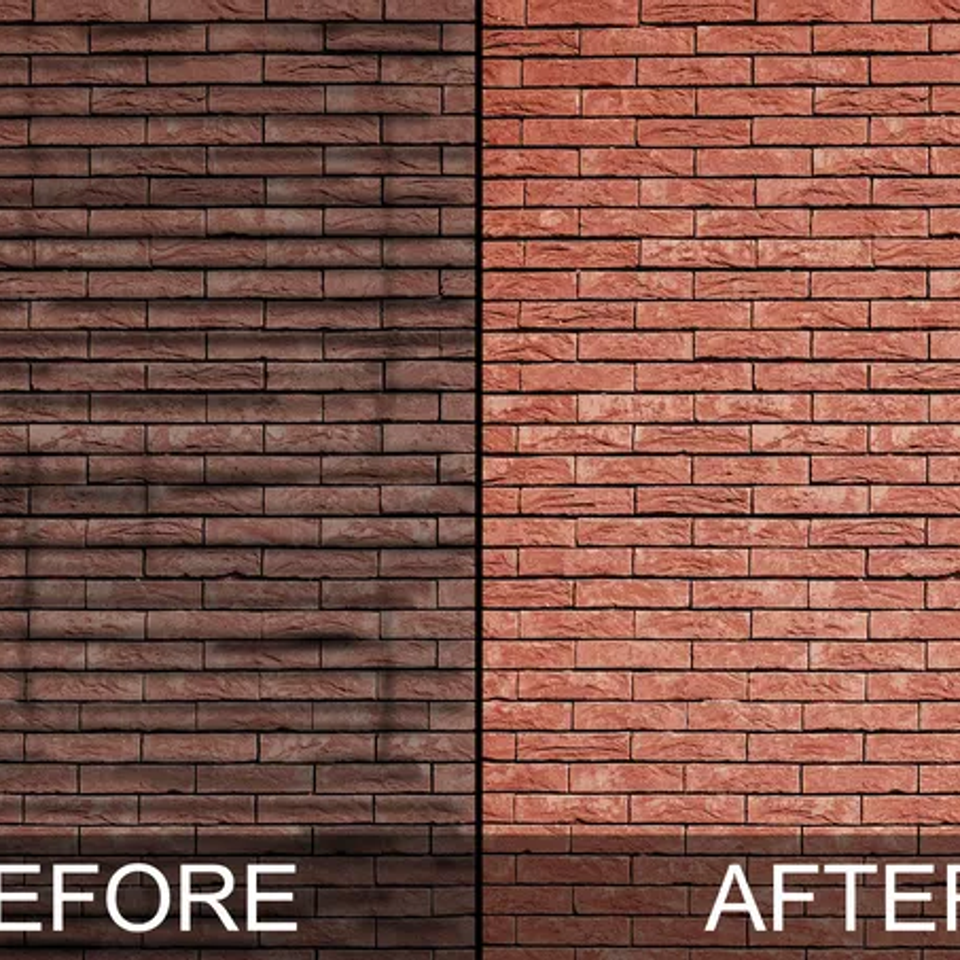 Before and after brick wash