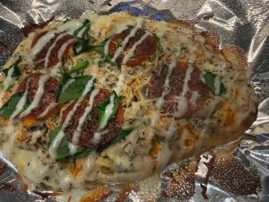 Cheese or pepperoni pizza on nann bread with 6 party wings any flavor