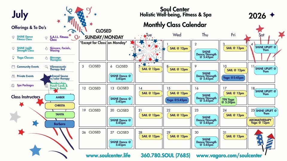 Soul center 2026 calendar 