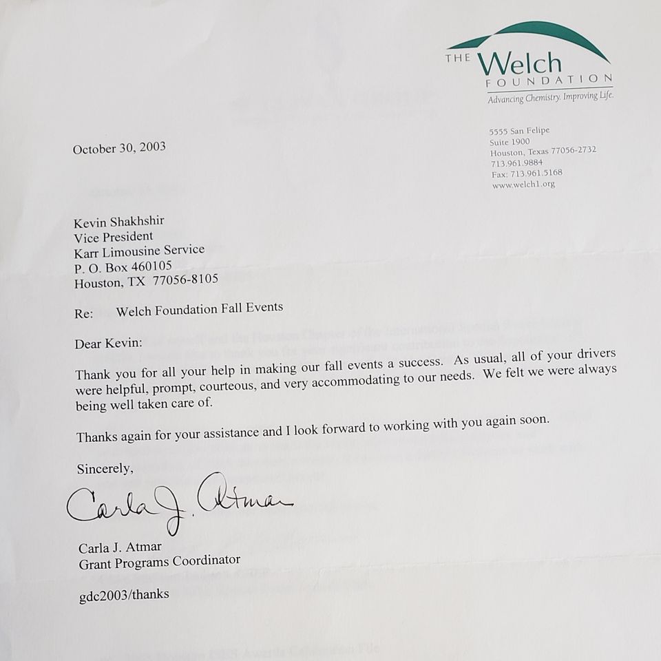 Welch letter