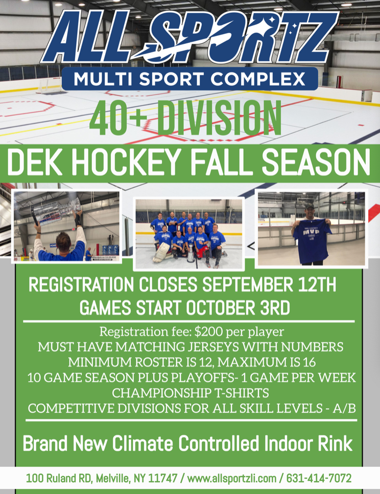 40+ Division Dek Hockey Fall Season - AllSportz
