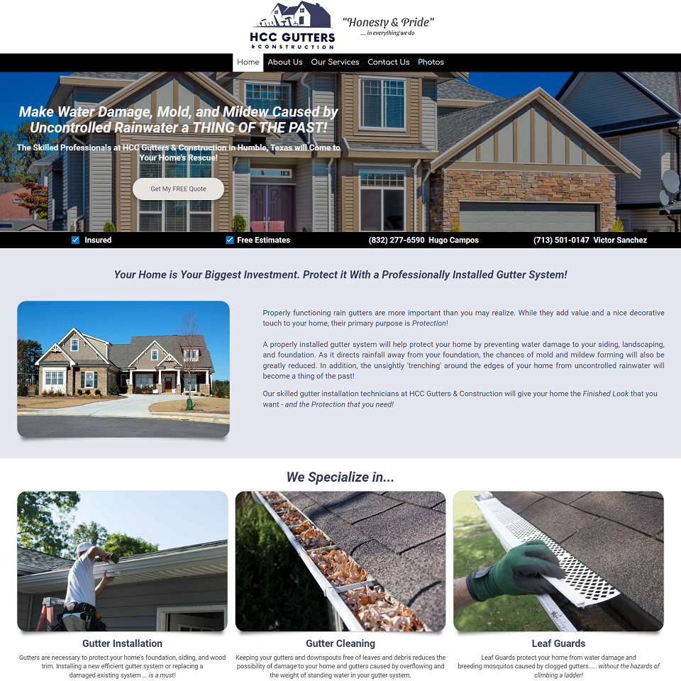 HCC Gutters - Website Example