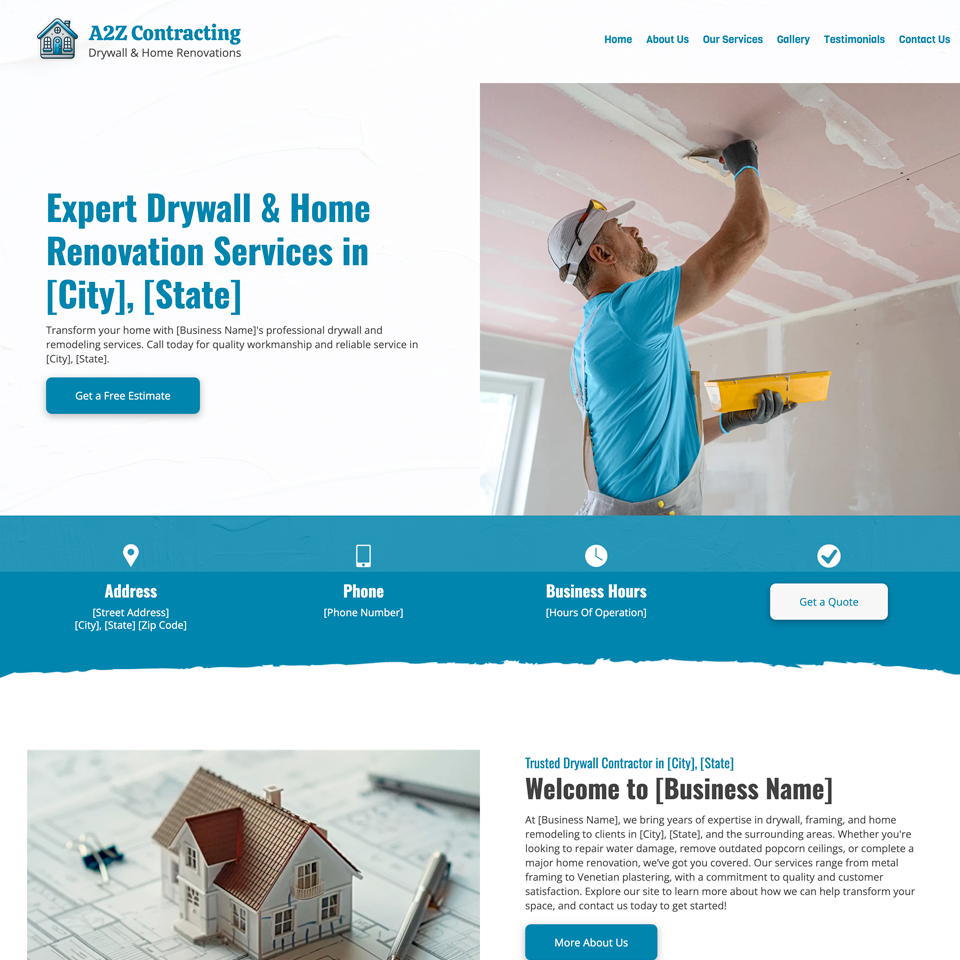 Drywall contractor website design theme