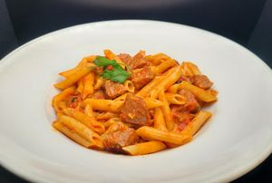 1. penne with spicy italian sausage