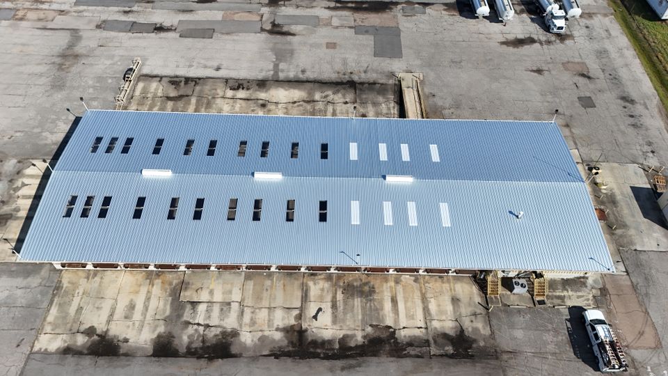 Commercial roof done by Teal Roofing and Sheet Metal at Waring Oil in Port Allen, LA.