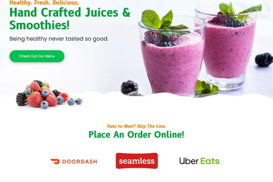 Juice bar smoothies website design theme original