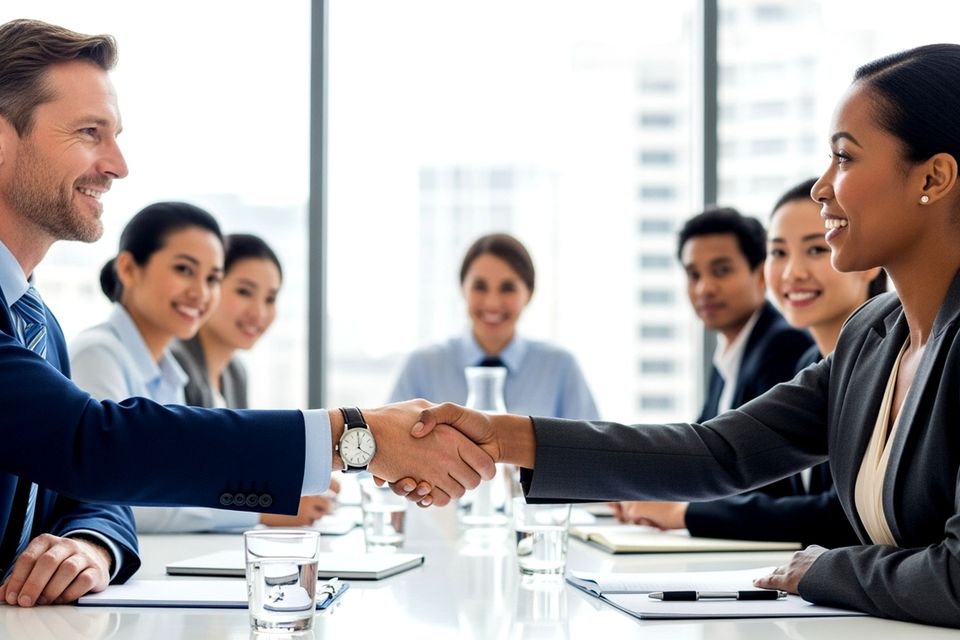 Medium vecteezy business deal handshake in a corporate meeting 70422991 medium