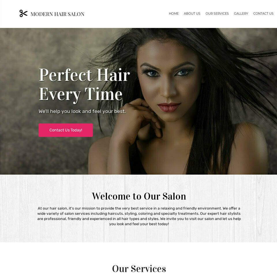 Hair salon website template 960x960