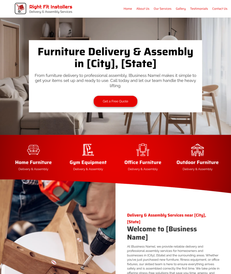 Delivery and assembly service