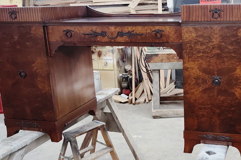 This repurposed buffet turned into bathroom vanity  insurance claim